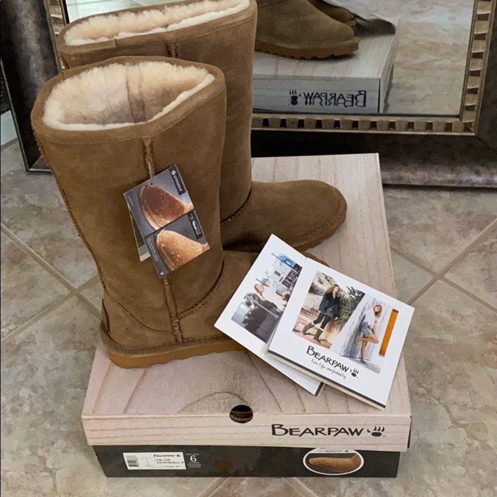 BEARPAW Elle Tall Tan Boots for Women Size 6